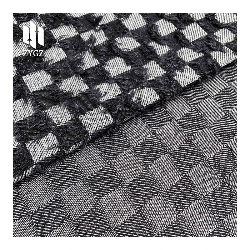 High Quality Multi-color Custom Plaid Jacquard Denim Fabric Jeans Jacket Jumpsuit Fabric Printed Denim Fabric for Shoes Luggages