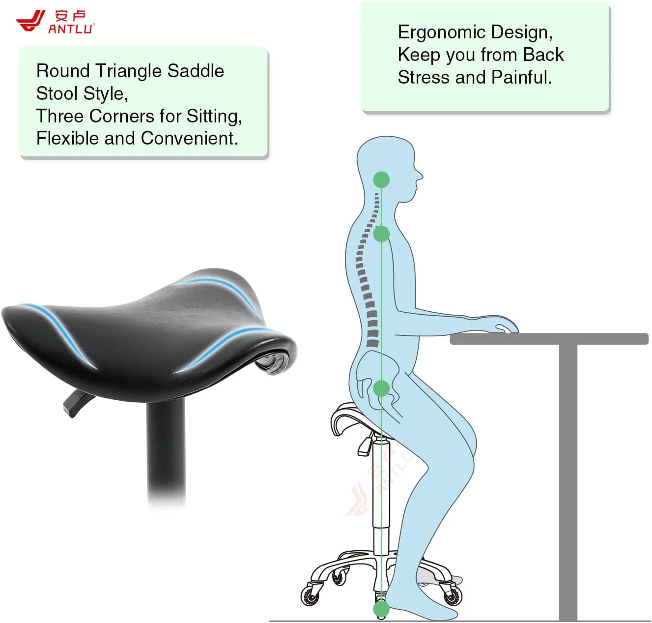 AntluPlus  Saddle stool  saddle chair Salon chair Triangle seat Tattoo barber stool  hair Laboratory  stool