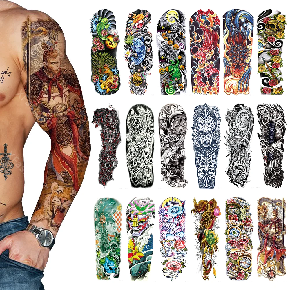 Wholesale Custom Large Size Body Art Full Arm Tribal Totem Temporary Tattoos Sleeves for Adult Kids Women Makeup