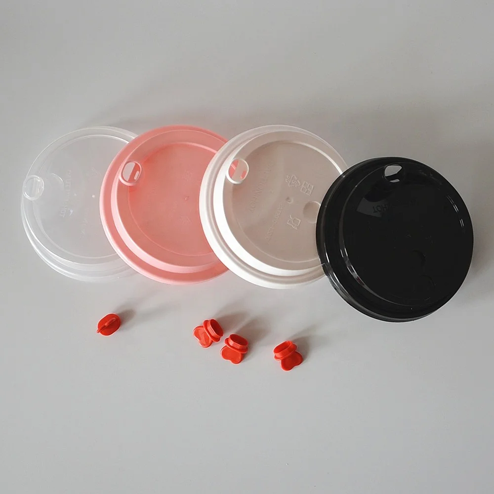 Green Treausre MY High Quality Plastic cup lid clear Heart lid red stopper Milkshake cover for hot and cold coffee cup