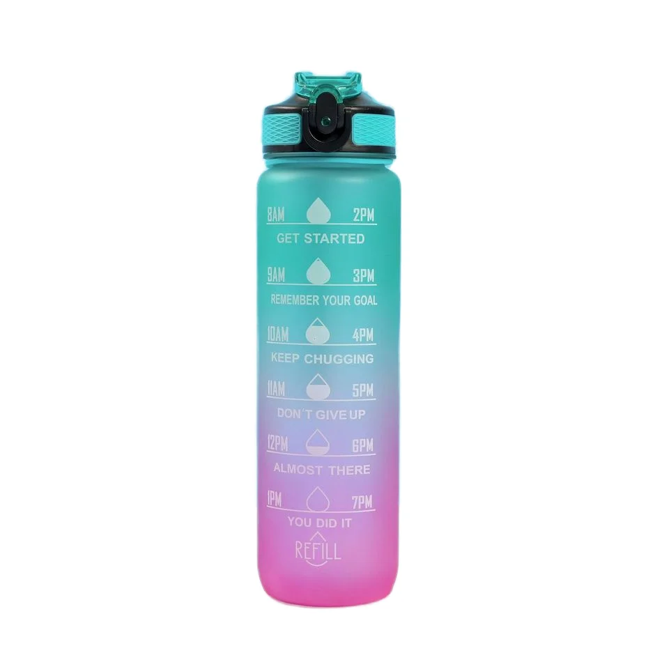 32Oz Tritan Plastic Sport Gym Motivational Bottle Bpa Free Flat Tritan Bottle 500Ml Water Bottle Tritan Oem