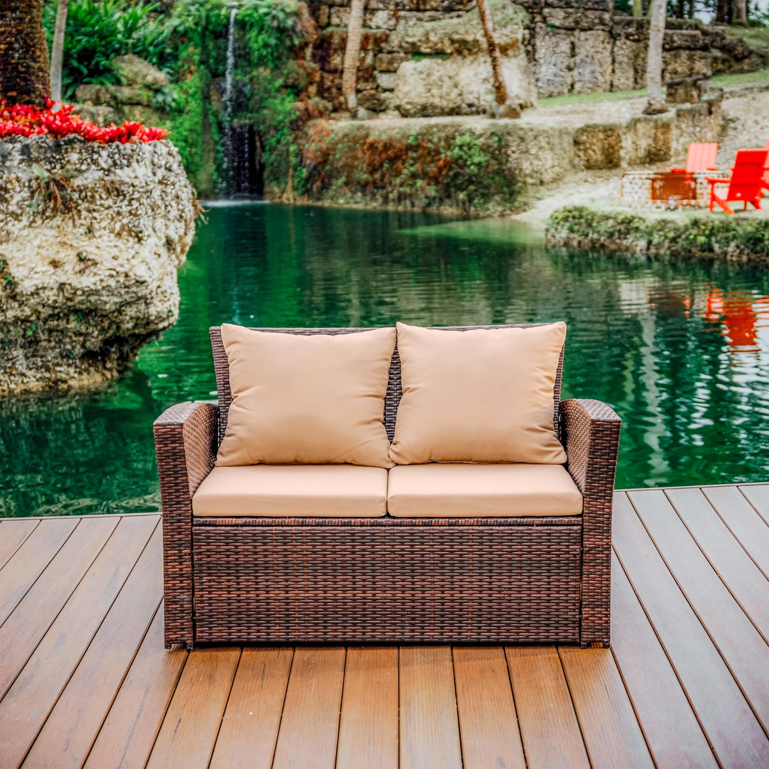 Wholesale Custom Outdoor Furniture 4 Pcs Wicker Steel Frame Garden Balcony Coffee Garden Rattan Patio Sofa Table And Chair Set
