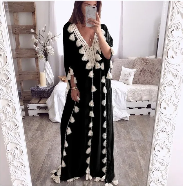 Arabic Islamic Dubai Kaftan Abaya Middle Eastern Muslim Moroccan Kaftan Dress Indonesia Turkey Elegant Casual Robe Femme
