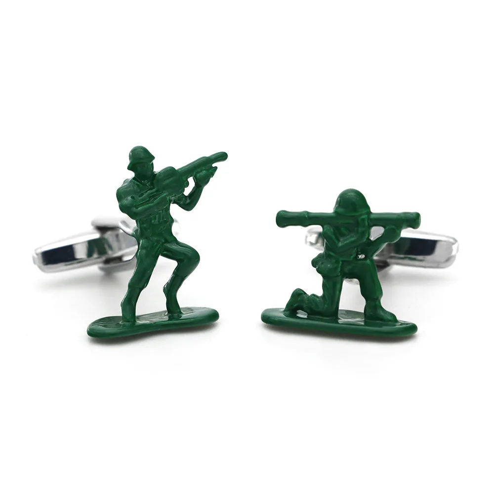 Wholesale Cartoon Soldiers Counter Strike Design Brass Material Green Color Cufflinks