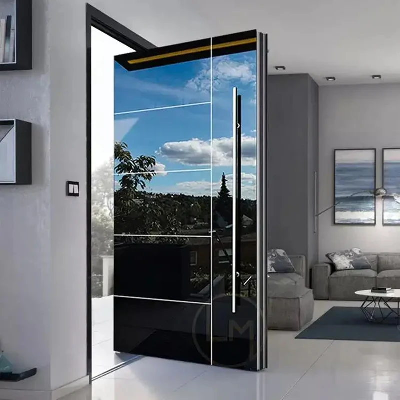 DERCHI American Luxury Aluminum House Main Entrance Door Exterior Security Stainless Steel Pivot Entry Doors With Smart Lock