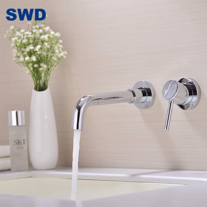 Bathroom Faucet Brass Single Handle Basin Faucets Mixer Tap Bathroom Water Mixer Tap Bathroom Wall Faucet