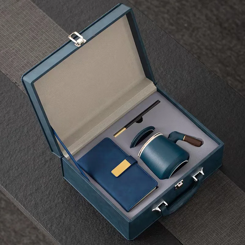 3-IN-1 Luxury Ceramic Gift Set Wholesale for Chinese New Year Promotion Custom Printed Logo for Insurance and Education Sectors