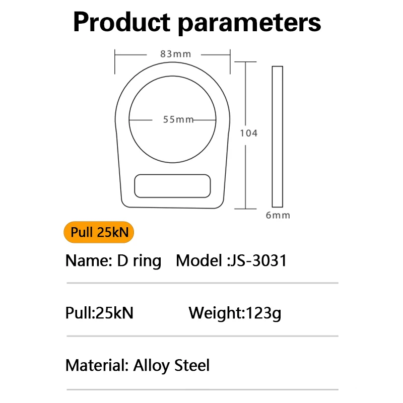Large 55mm Inner Size Safety Zinc Metal D-ring For Work At  Heights