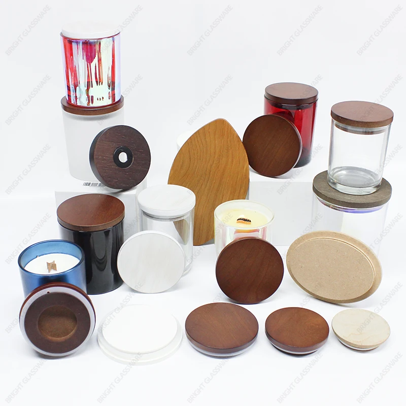 Wooden Lid Bamboo Cover MDF Tops for 3oz 4oz 6oz 7oz 8oz 10oz 12oz 16oz Candle Jar Glass Containers Wood Lids with Silicone ring