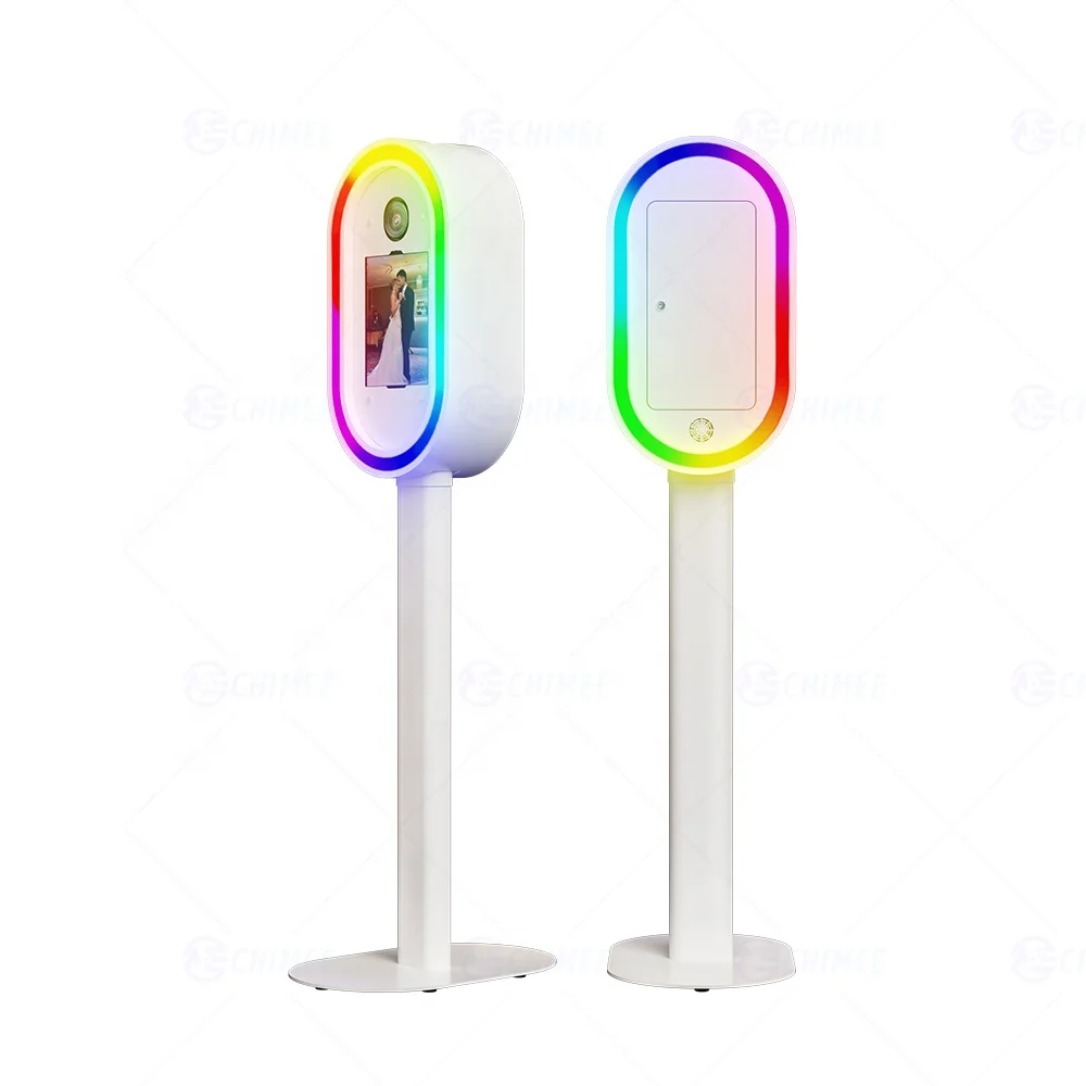2024 new design oval Pad Booth with flight case wonderful design and rgb control photobooth