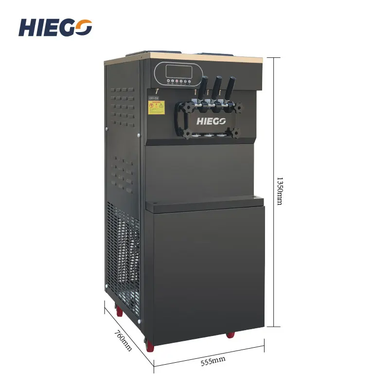 Soft Ice Cream Makers Sundae Counter top 36-38L/H Tricolor 2+1 Flavors Cones Freezing Machine