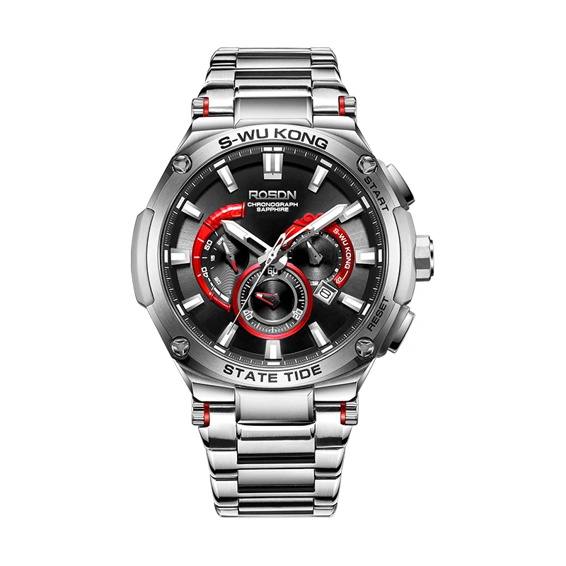 Новые модные мужские часы с ремешком из нержавеющей стали, роскошные спортивные кварцевые часы с хронографом, мужские часы Relogio Masculino