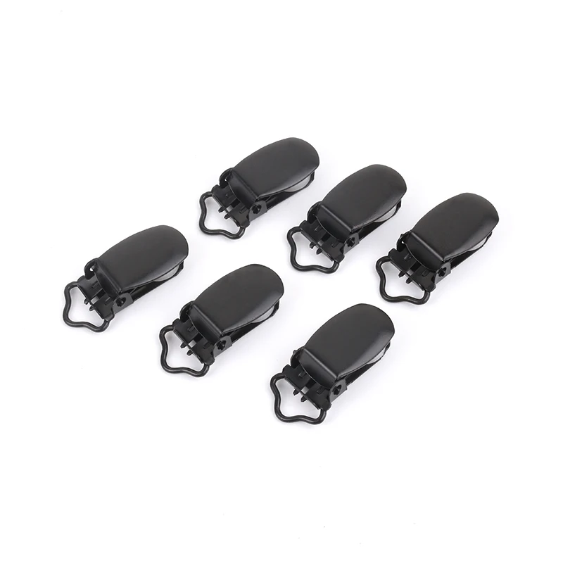 Ivoduff Wholesale Black Suspender Clip Metal Pacifier Clips for Garment