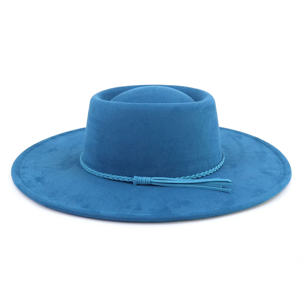 Custom Outdoor Wholesale Fashion Design Wide Brim Panama Hat Men Party Felt Suede Fedora Hat With Band
