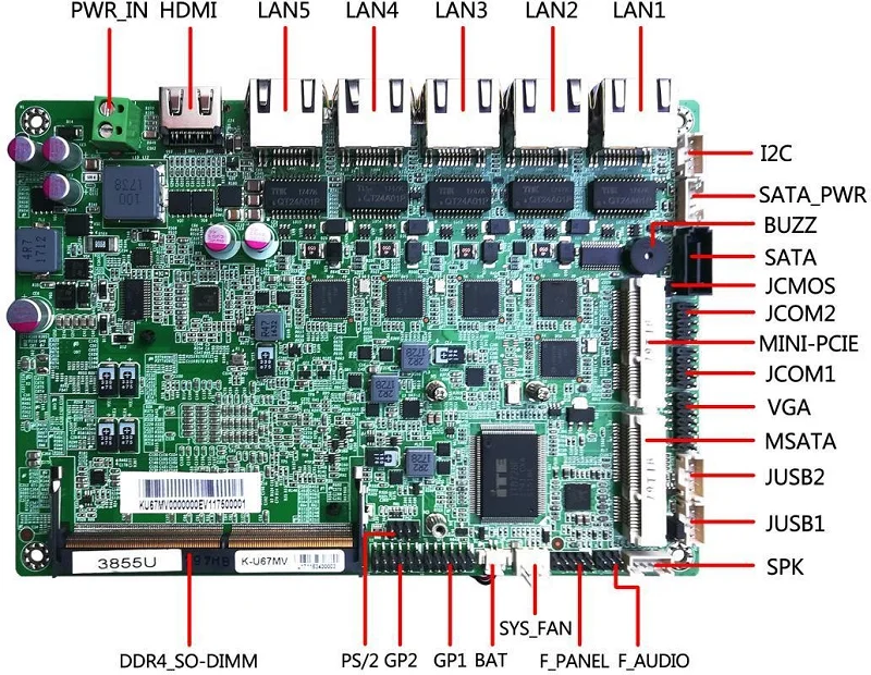 PT-U67MV Intel Core i3/i5/i7 processors industrial grade mother board 4 POE,16*GPIO  9~36V  industrial motherboard