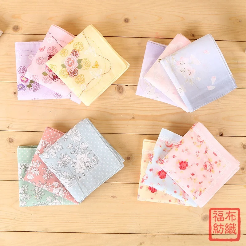 Wholesale Cotton Ladies Japanese For Flower Print Japanese Style Handkerchief For Women