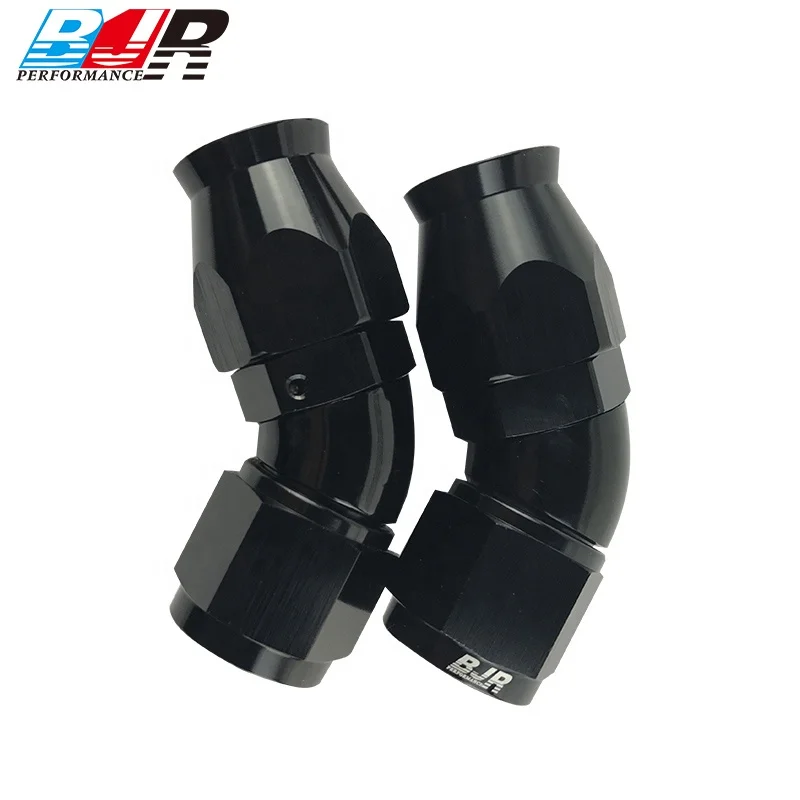 BJR  45 Degree Aluminum Female AN Thread to AN Fuel Oil PTFE Hose Line  Full Flow AN Fittings