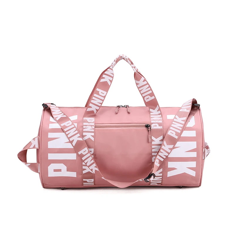 
High quality fashion women sport duffel bag portable short travel pink overnight bag large capacity travel oem gym bag 