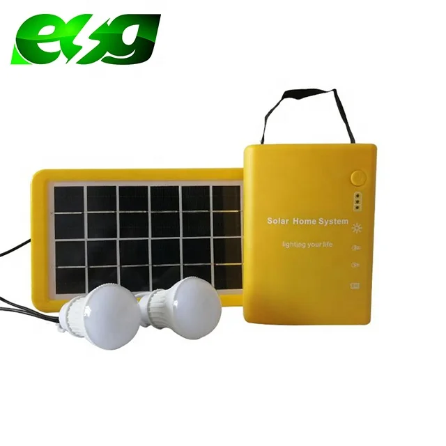 ESG Popular Outdoor Portable  3.7V 4AH 6W Solar Panel Charger Lead Acid DC LED Lamps Small Mini Solar System