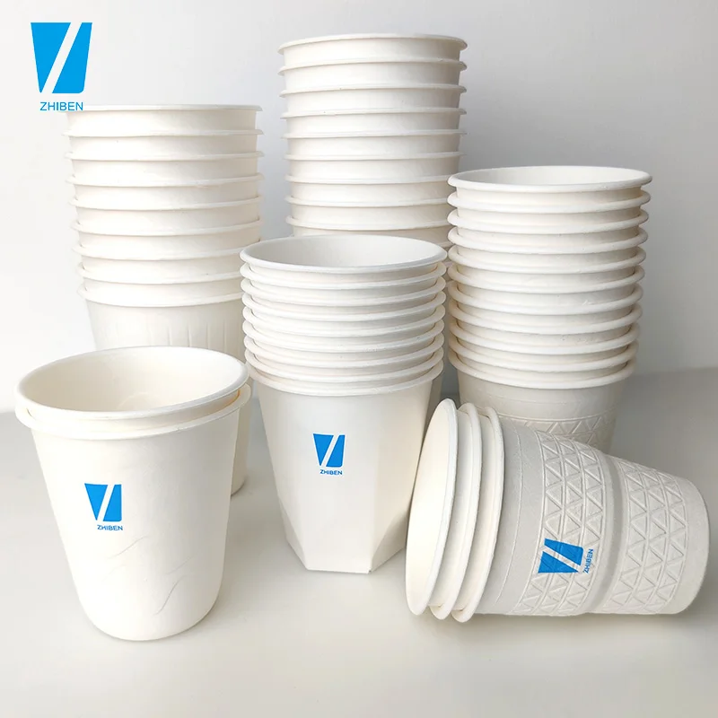 Zhiben Biodegradable Disposable compostable eco friendly coffee paper Disposable cup coffee paper cups with lid