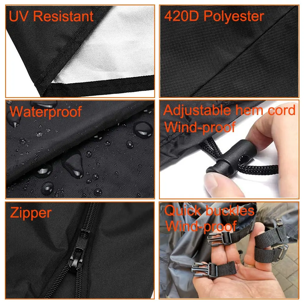 Factory Customized Black Wind-Proof Outdoor Wicker Swing Egg Chair Cover Patio Hanging Egg Chair Cover With Bottom Buckle