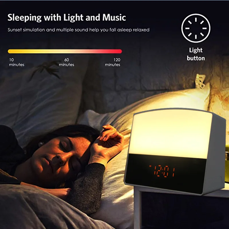 Table Creative Clock Alarm Clock with Snoose  Wake Up Light Sunrise Alarm Clock for Kids
