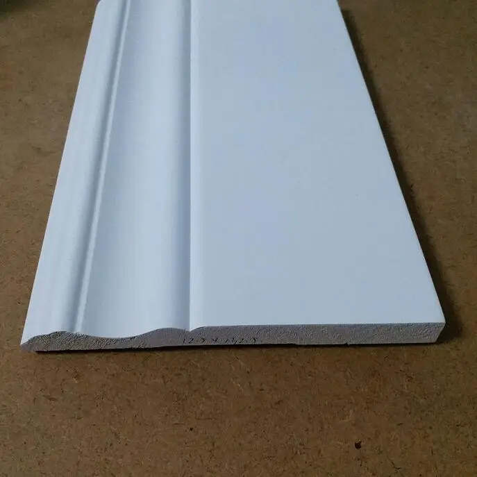 Solid white gesso primed MDF skirting board wood baseboard trim