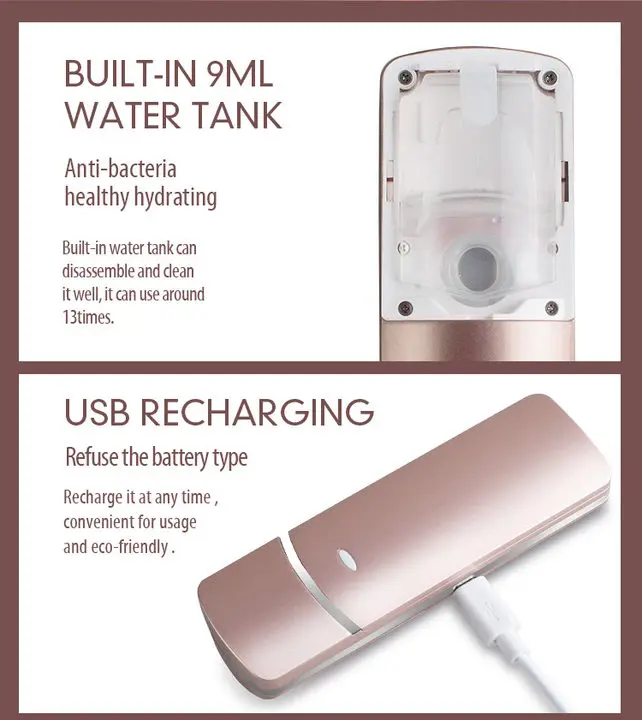 Face sauna nano mist sprayer facial nebulizer cool Nano Mister One Touch Hydrating Face | USB Rechargeable Facial Mist Spray