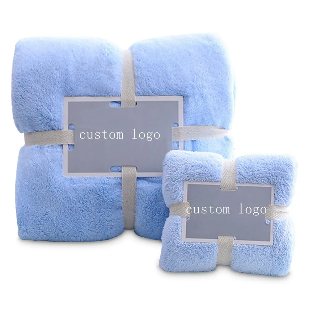 Luxury Hotel & SPA Super Fluffy Soft and Absorbent Lint Free Fade Resistant 2pk High Density custom coral fleece face bath towel