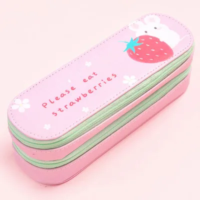 Digital Print Pink Wholesale Waterproof Stationery pencil Case with Two Zippers