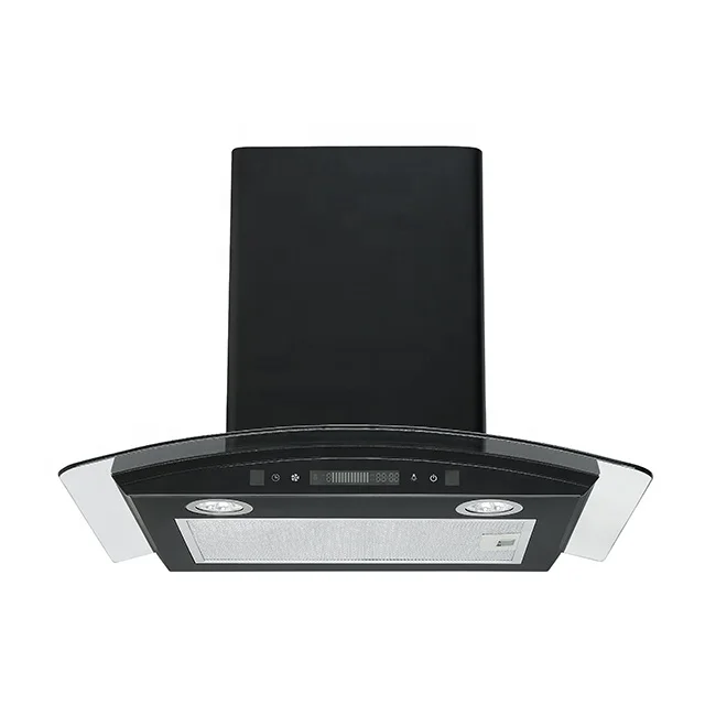 Wall Mounted Curved Glass Cooker Hood Touch Control Electric Kitchen Range Hood Home Chimney Extractor