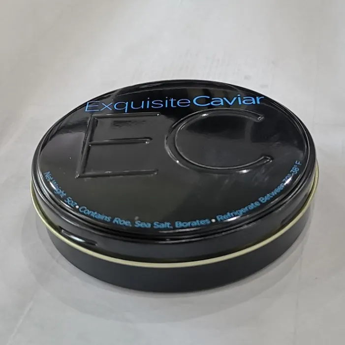 round tin case for caviar package