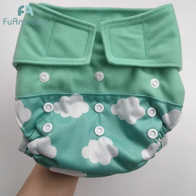 Unisex 1 set 3d double gusset newborn cloth diaper washable nappies baby reusable diapers velcro with bamboo cotton pads insert
