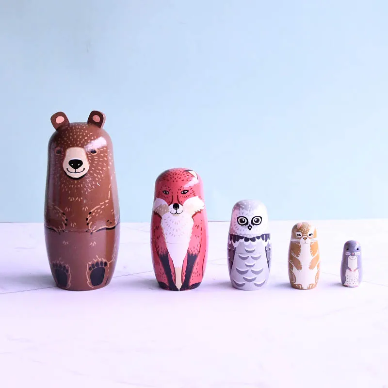 Оптовая Продажа с фабрики мультфильм животных на заказ деревянная русская кукла для детей подарок