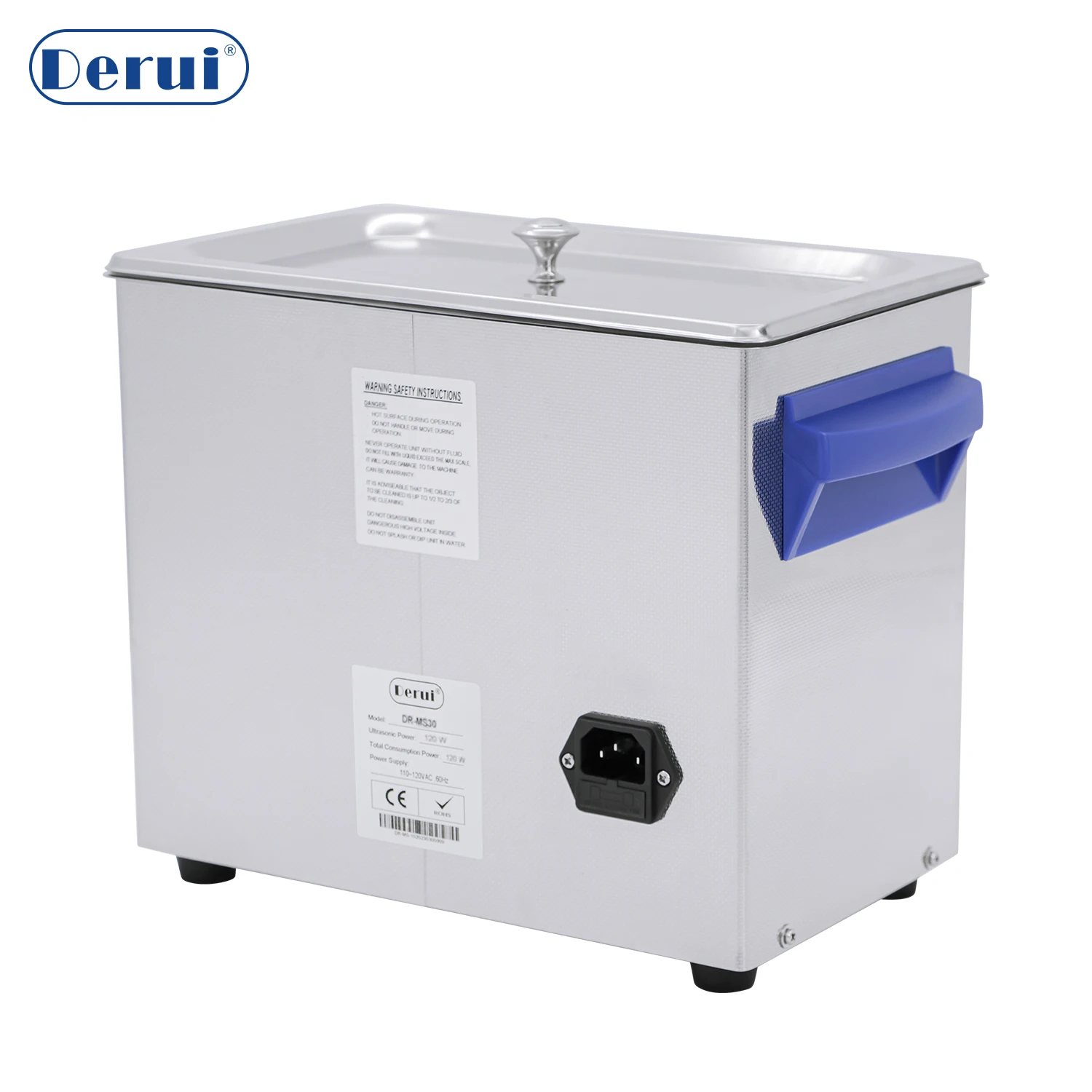 Derui MS30 portable ultrasonic cleaner with rotary switch easy to washing operating 3 litre tank immersion bath washing