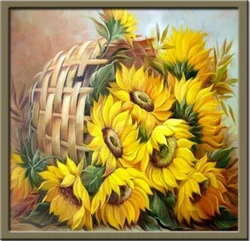 Factory wholesale custom home effect wall decoration 2021 sunflower 5D DIY diamond painting set
