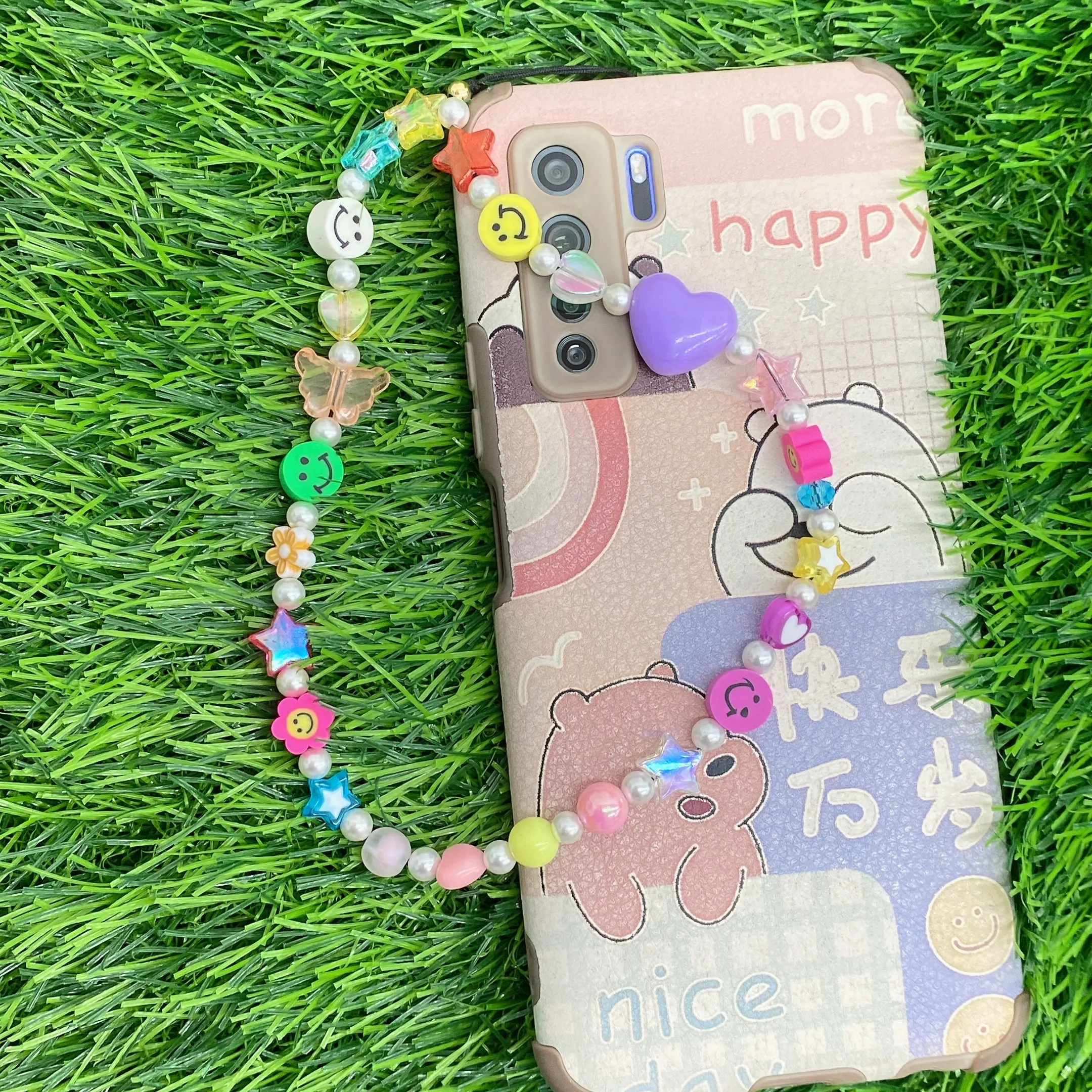 2022 NEW Custom Summer BOHO Trendy Blue Crystal Beaded Phone Lanyard Phone Charm Strap