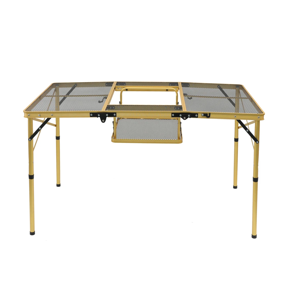 3 folding black lightweight portable camping mesh table