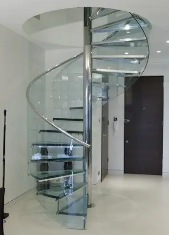 CBMmart Curved staircase spiral indoor staircase wood metal tread for villa house hotel luxury simple free design