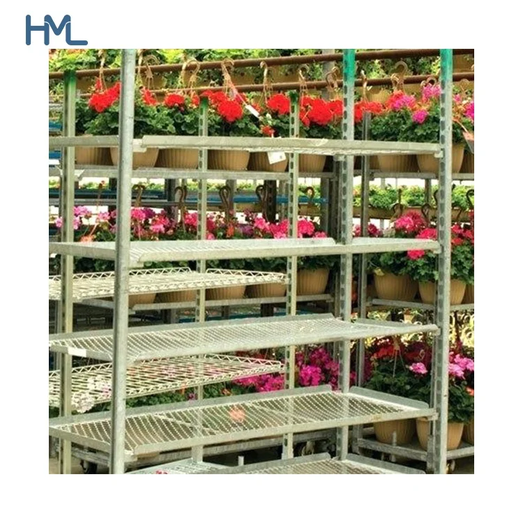 Customized dutch industry transport steel rolling display danish flower pot trolley with wheels
