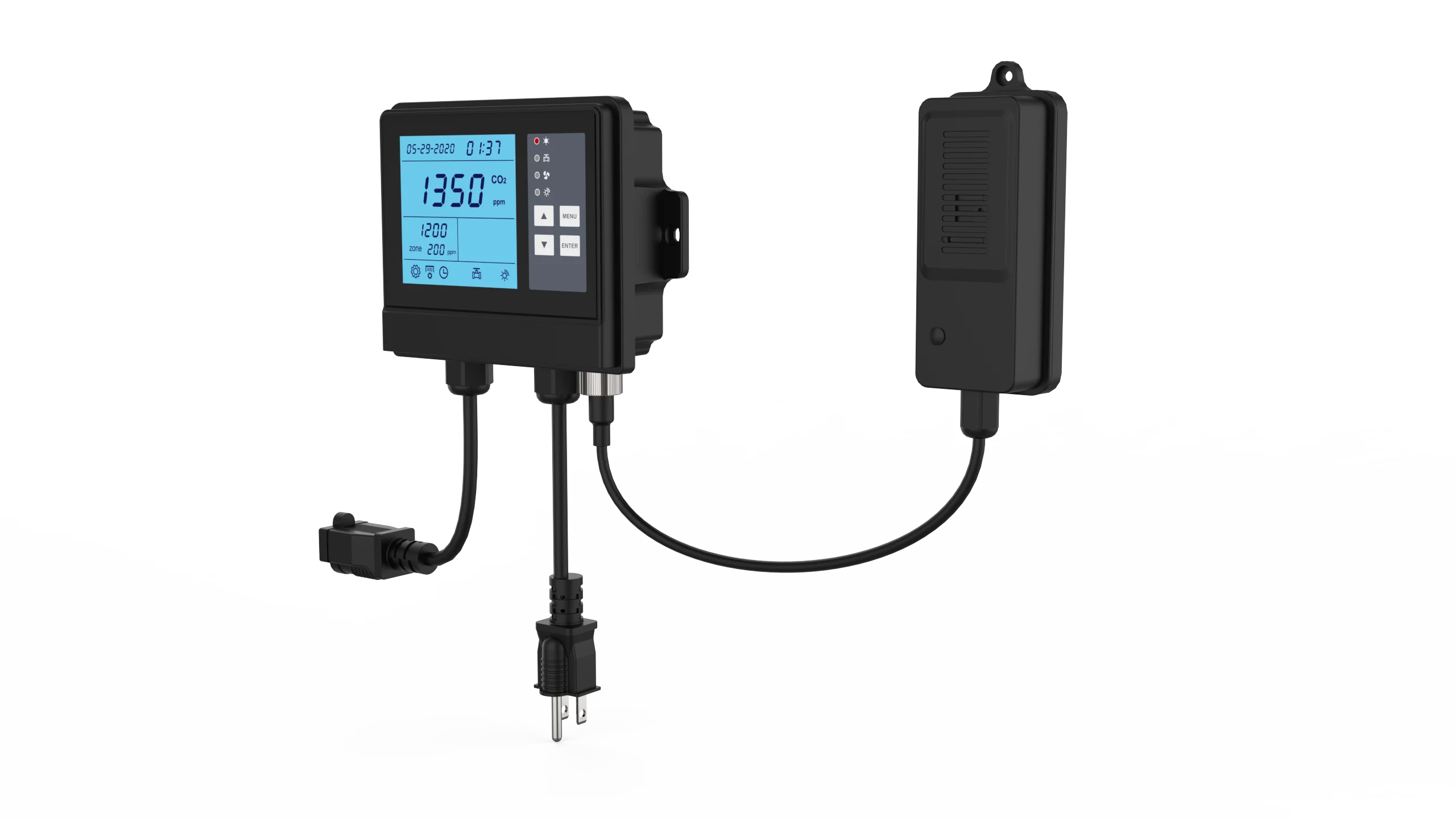 CO2 Controller with Temperature and Humidity Display with Relay Function NDIR Sensor Cable, CO2 Controller WiFi for Greenhouse