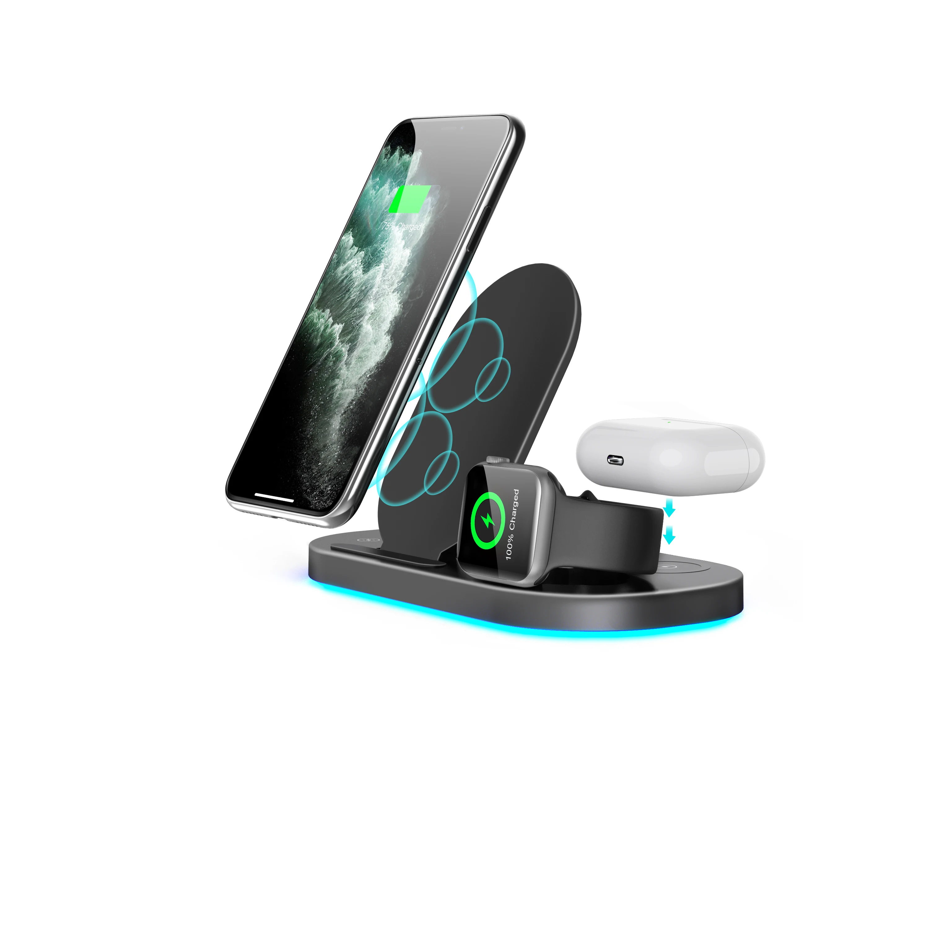 
Hot seller Wireless charger 3 in 1 7.5W charging station for iPhone 11 