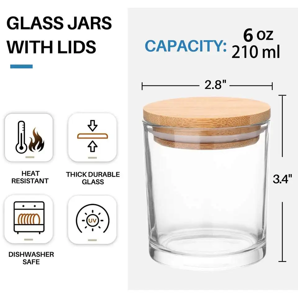 Frascos de velas de luxo frasco vidro vela Unique Glass Candle Jars Empty Glass Candle Jar