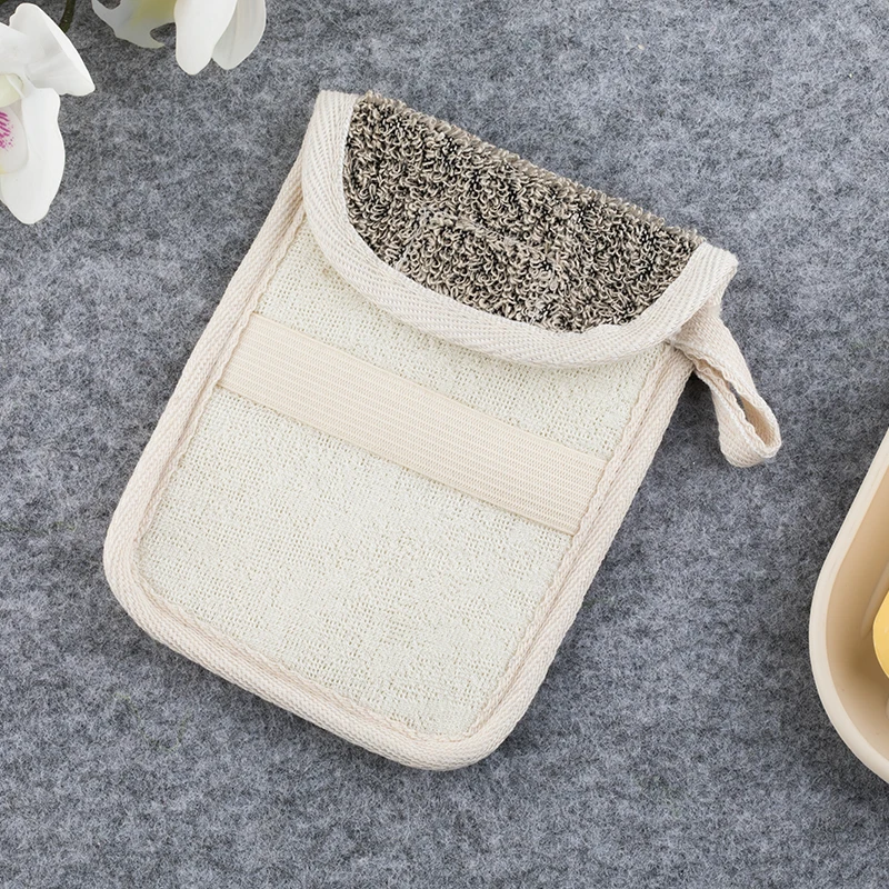 Natural Soap Saver Pouch,Exfoliating Soap Bag Body Scrubber Exfoliator Sponge with Holder Hanging Rope for Bath or Shower