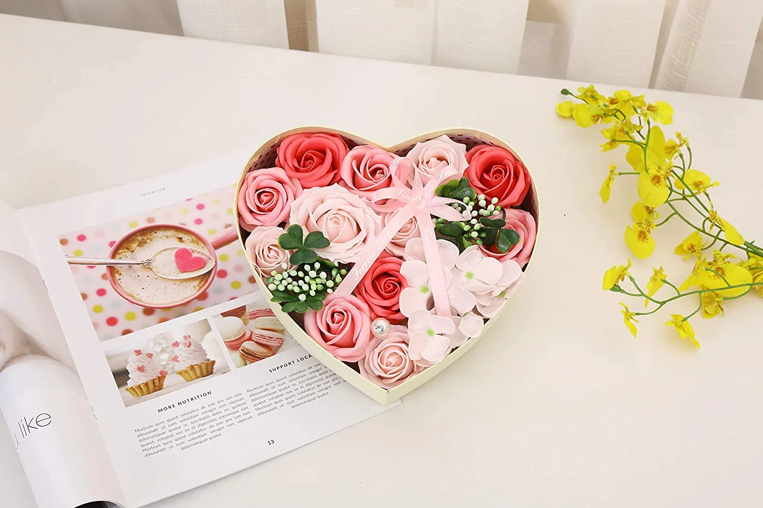 2024 Wholesale Valentine Day Gift Real Touch Flower Soap Roses Heart Shaped Gift Box Set