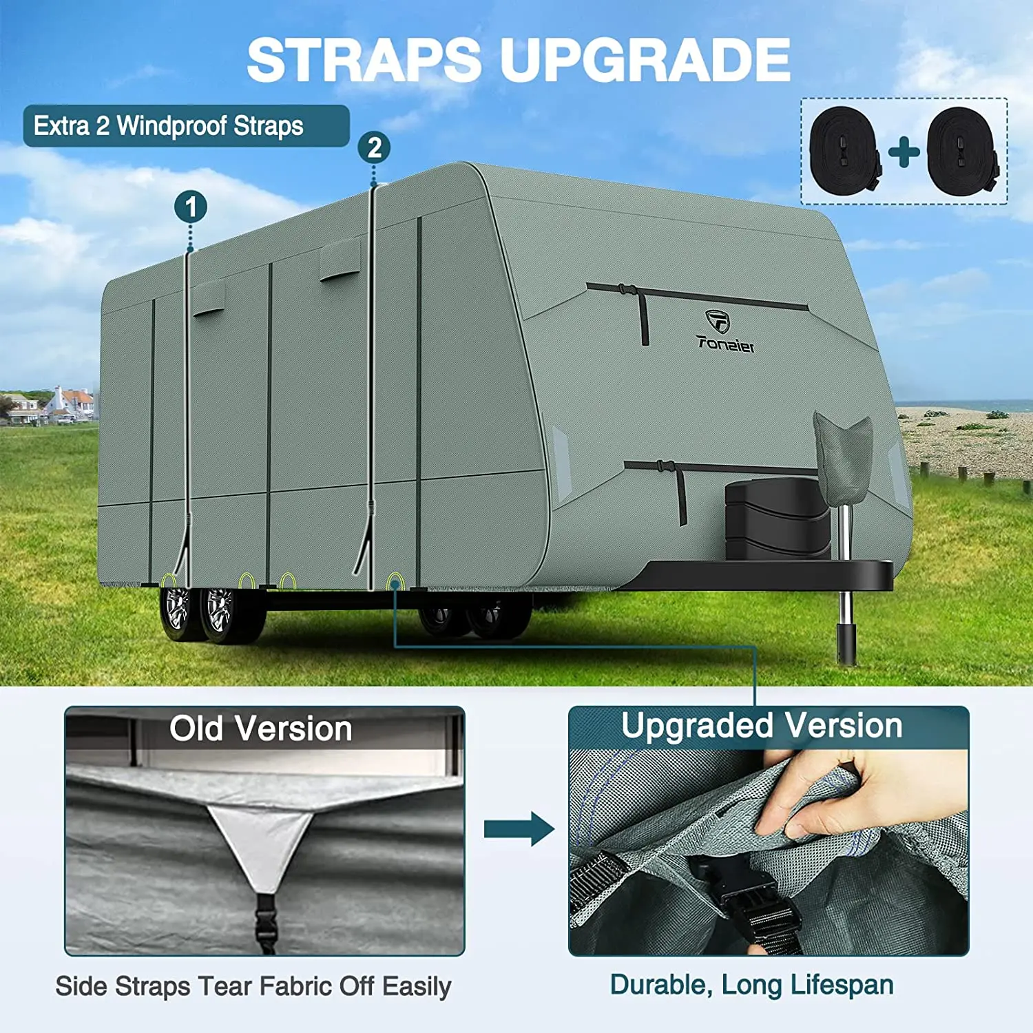 6 уровней, верхняя крышка для дорожного прицепа, RV, сверхмощный Чехол для кемпинга, 24 дюйма, 1 дюйм-26 дюймов, защита от УФ-лучей, остановка на разрыве, дышащий