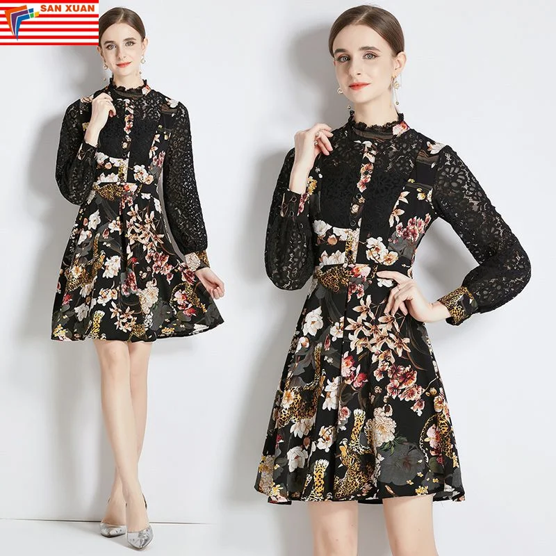 6588-70-new arrivals woman clothes wholesale vintage fashion apparel elegant lady floral american long Evening casual Dresses