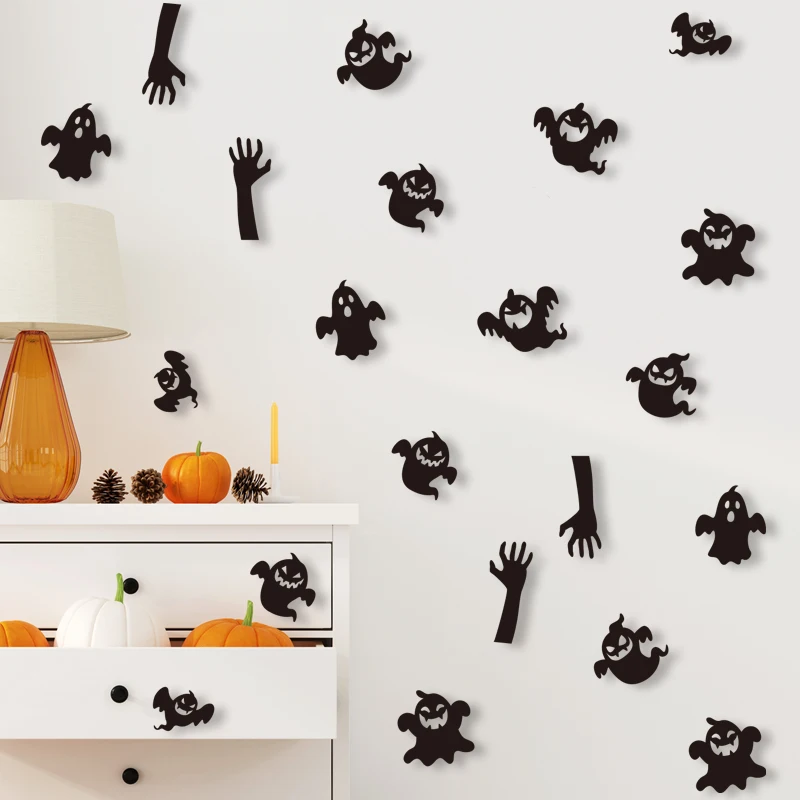 Halloween 3D bat decoration black spider wall stickers plastic bat spider for doors windows decoration
