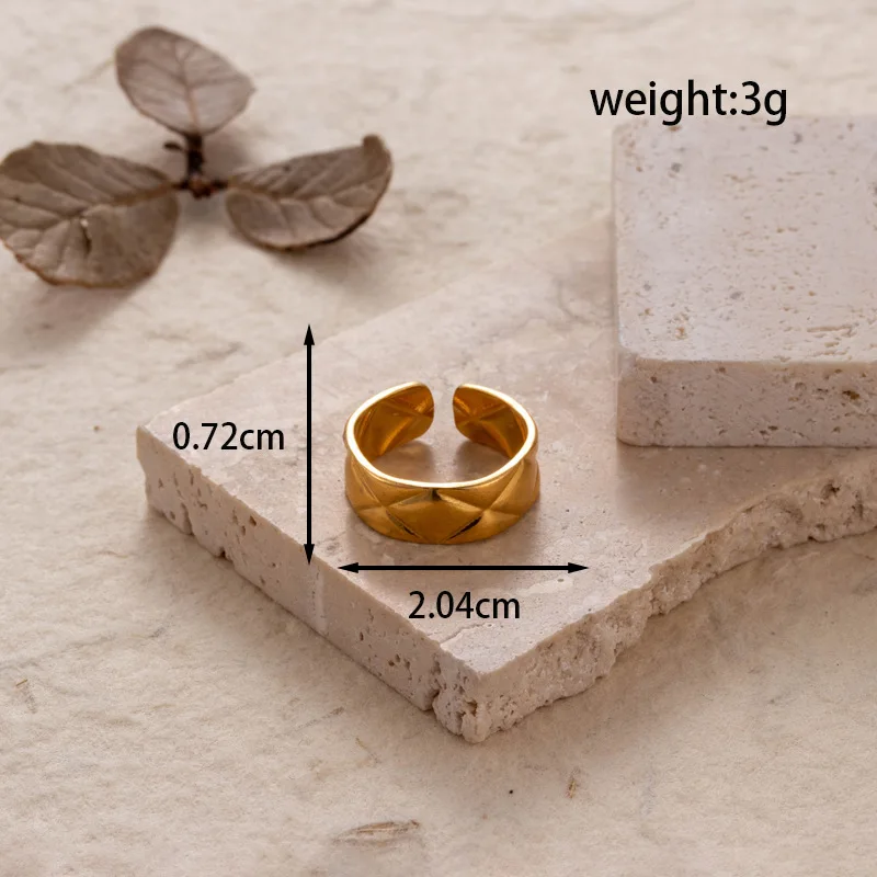 Wholesale Ins Hollow 18K Yellow Gold Plated Open Band Ring Non Tarnish Stainless Steel Golden Cuban Ring For Women Men