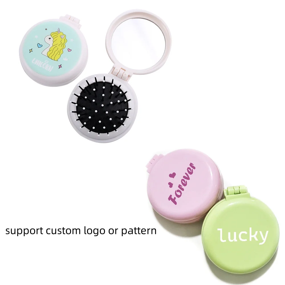 Folding Comb Portable Plastic Airbag Custom LOGO Hair Brush Cute Pocket Pop-Up Travel Detangl Hair Brush